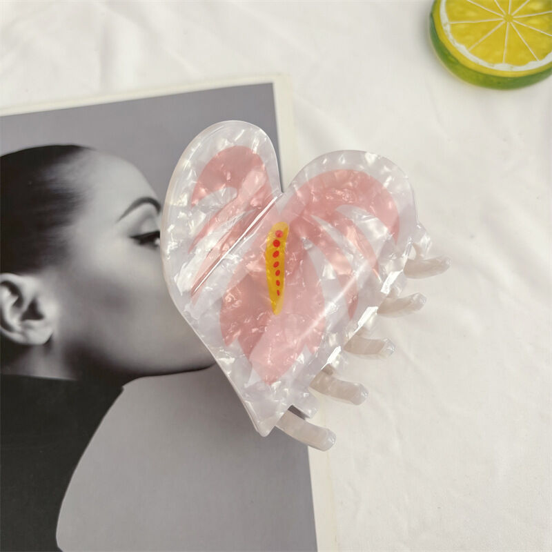 Simple Series Natural Heart Leaf Plant Acetate Hair Clips h5 