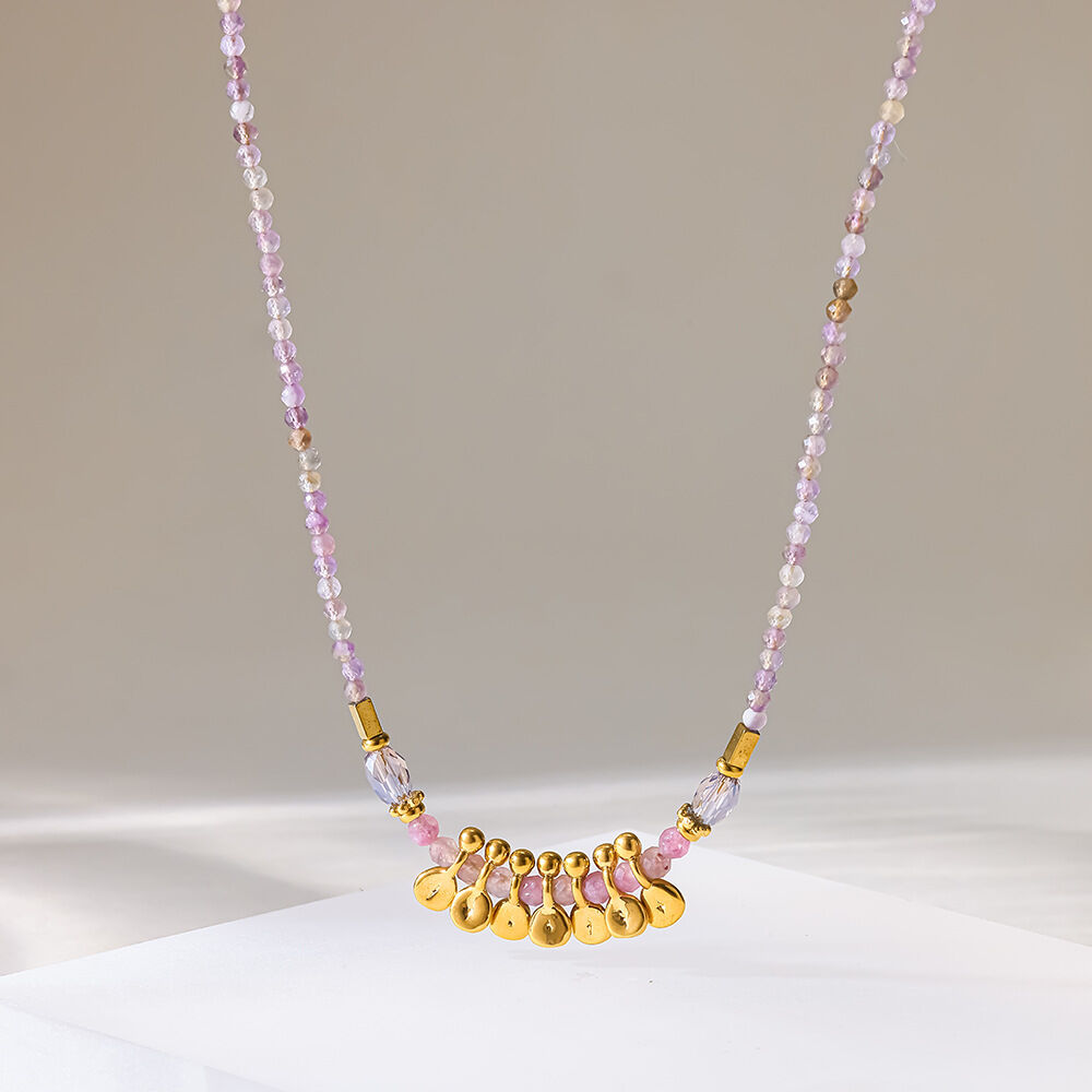 Simple Series Daily Geometric Shape Stainless Steel Waterproof   Gold Color  Women's Beaded Necklace