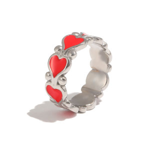 Simple Series Sweet Heart Stainless Steel Waterproof Gold Color Statement Rings h5 Picture4