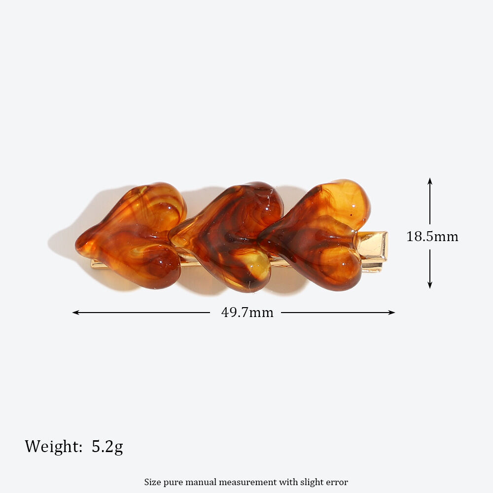 Romantic Series Retro Heart Solid Color Gradient Color Resin Hair Clips h5 Picture5
