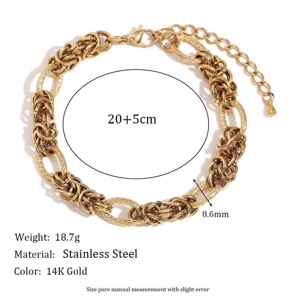 Bracelet à perles pour femme, collection Simple Series, forme irrégulière décontractée, en acier inoxydable, étanche, couleur or.
