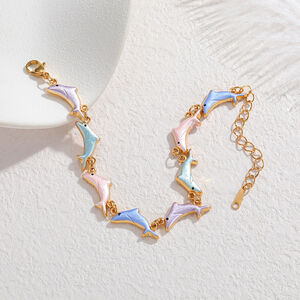 Vacation Oceanic Style Enamel Fish Stainless Steel Waterproof Women's Chain Bracelets h5 Picture2
