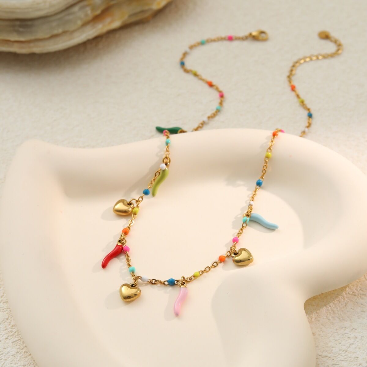 Collier chaîne cœur quotidien Simple Series en acier inoxydable étanche couleur or pour femme h5 Image2