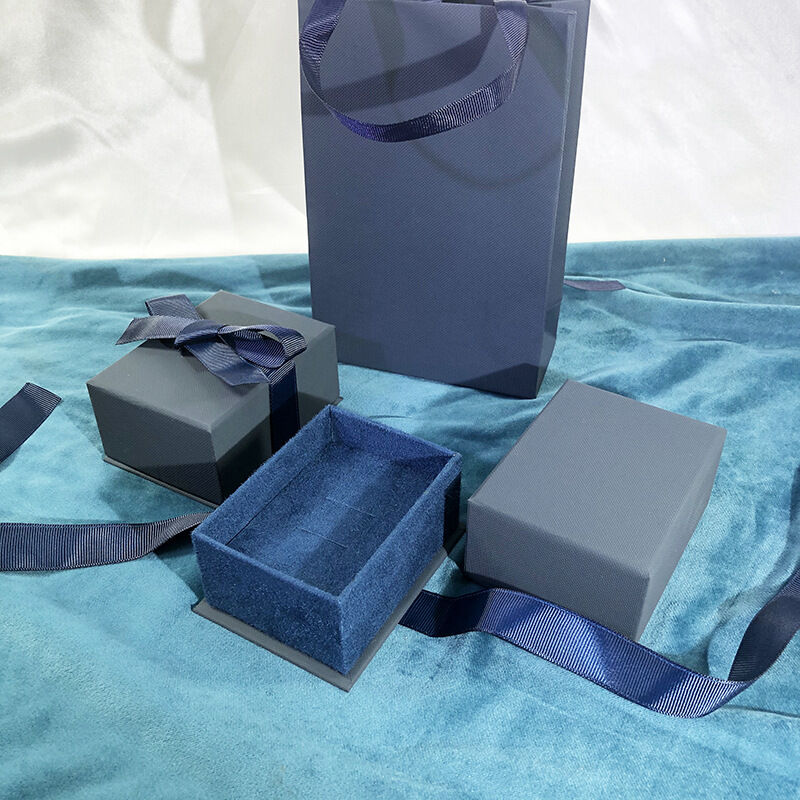 Simple Series Elegant Bow Knot Solid Color Paper Jewelry Boxes h5Picture2
