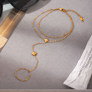 Simple Series Daily Patchwork Stainless Steel Waterproof Gold Color Zircon Women's Hand Chain h5 Picture4