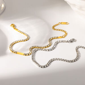 Luxurious Series Daily Geometric Shape Stainless Steel Waterproof Gold Color Zircon Anklets h5 Picture2