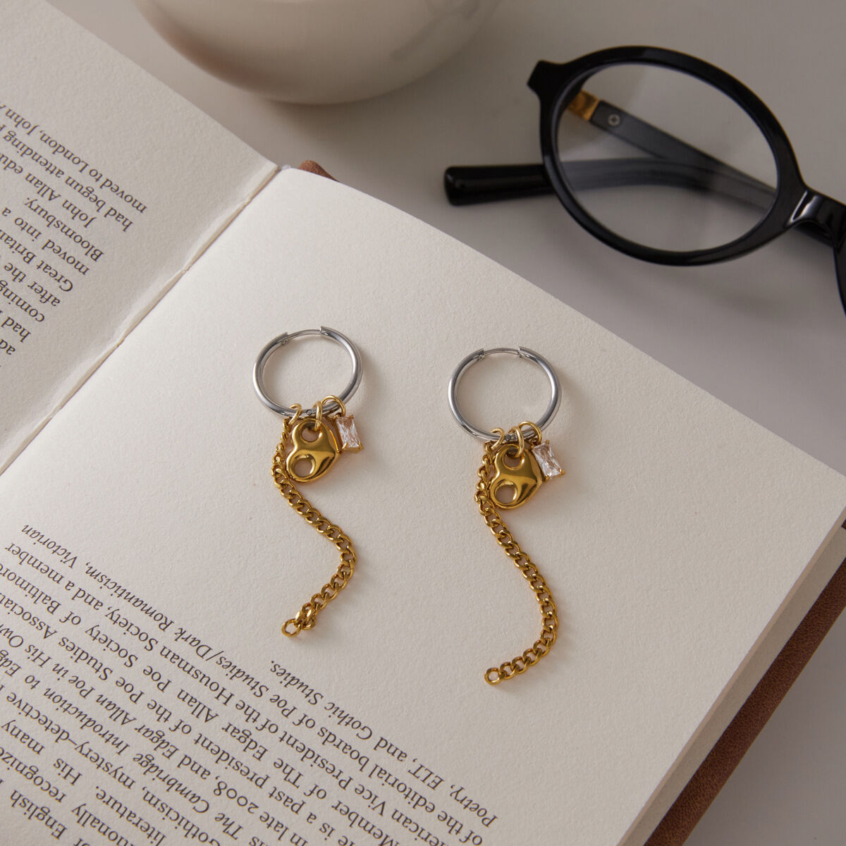 Luxurious Elegant Irregular Shape Tassel Stainless Steel Waterproof Gold Color Zircon Women's Dangle Earrings h5Picture4