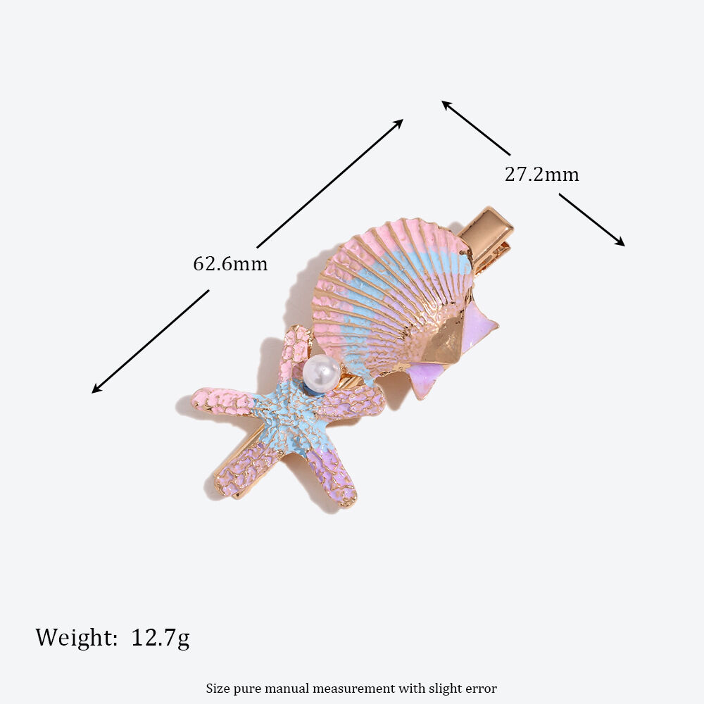 Simple Series Natural Oceanic Style Mixed Color Shell Starfish Gradient Color Metal Hair Clips Picture4