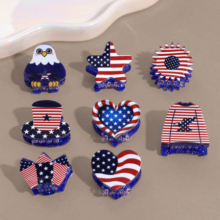 Ethnic Series Sports Heart Stripe Star Birds Geometric Shape Plastic Hair Clips 2