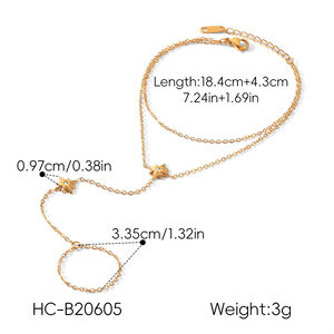Simple Series Daily Patchwork Stainless Steel Waterproof Gold Color Zircon Women's Hand Chain h5 Picture2