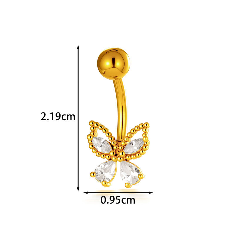 Simple Serie Herz Schleife Knoten Stern Schmetterling Kupfer Gold Farbe Zirkon Bauchnabelpiercings h5Bild2