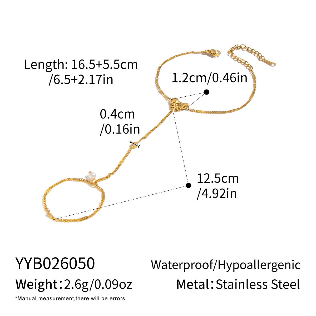 Sweet Butterfly Stainless Steel Gold Color Women's Hand Chain h5 