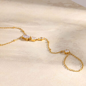 Simple Series Elegant Geometric Shape Stainless Steel Waterproof Gold Color Zircon Women's Hand Chain h5 Picture4