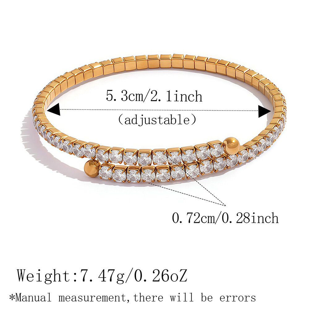 Pulseras de lujo elegantes de forma irregular de acero inoxidable, impermeables, de color dorado y con circonitas.