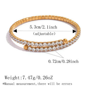 Pulseras de lujo elegantes de forma irregular de acero inoxidable, impermeables, de color dorado y con circonitas. h5