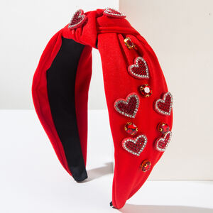 Romantic Series Sweet Letter Heart Solid Color Beads Fabric Rhinestone Hair Bands h5