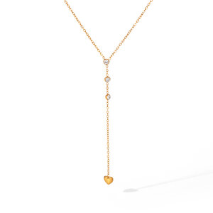 Simple Series Daily Heart Stainless Steel Waterproof Gold Color Zircon Women's Pendant Necklaces h5