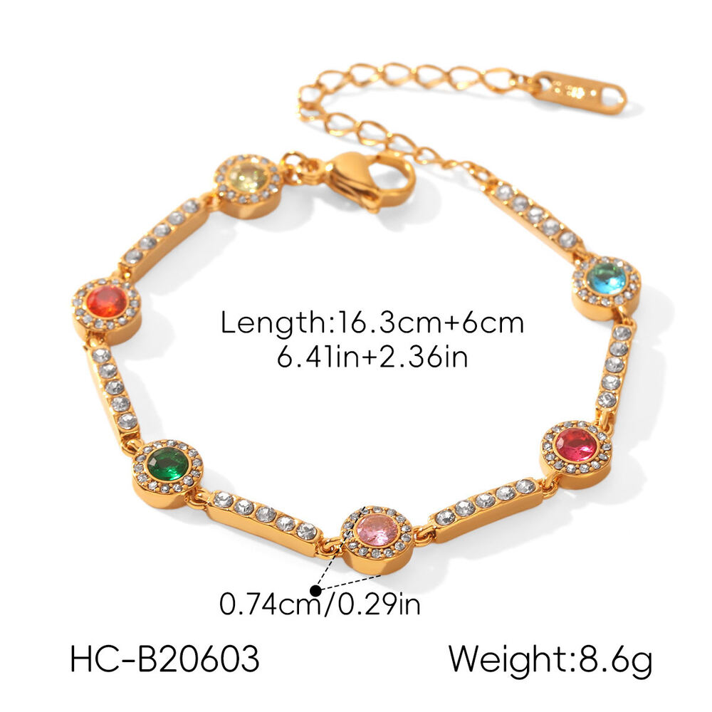 Simple Series Daily Chain Circle Stainless Steel Waterproof Gold Color Zircon Women's Chain Bracelets Picture2