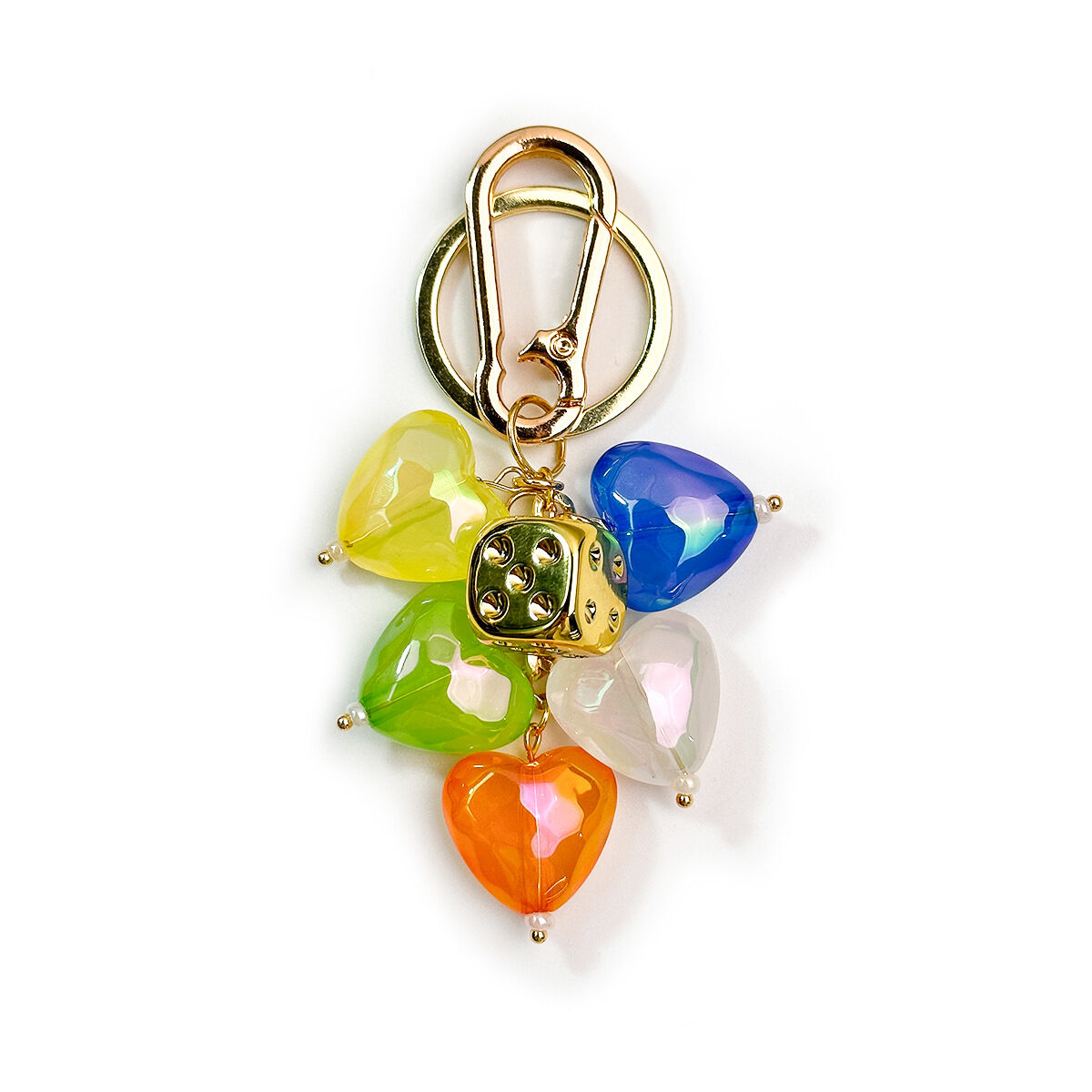 Porte-clés en acrylique et pierre naturelle agate multicolore, série Simple Daily Heart h5 