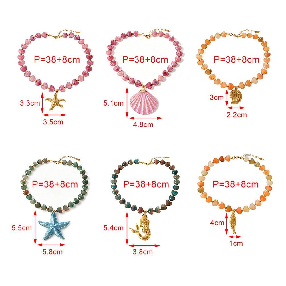 Colliers de perles pour femmes, collection romantique, style océanique, pendentif coquillage en résine Image4