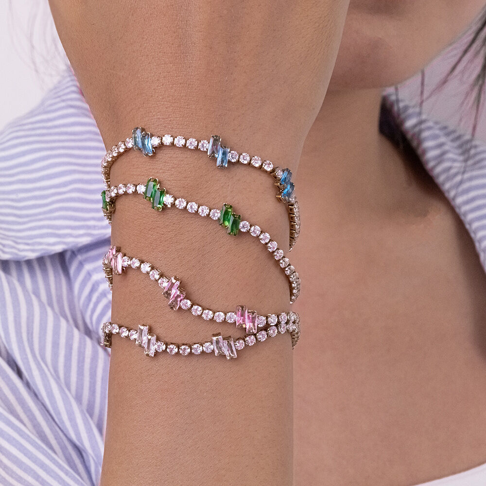 Stainless Steel Waterproof Gold Color Zircon Women's Chain Bracelets h5Picture3