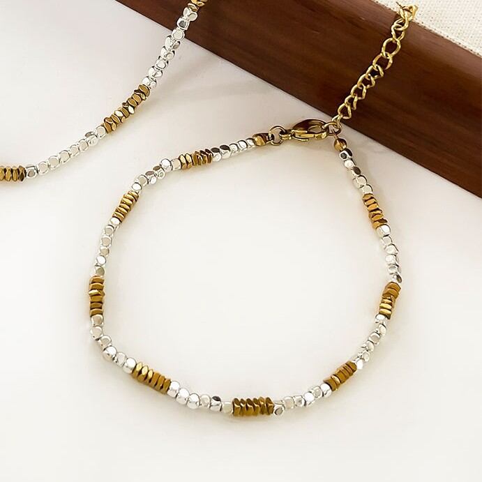 Braccialetti da donna semplici in acciaio inossidabile, impermeabili, color oro. h5Immagine4