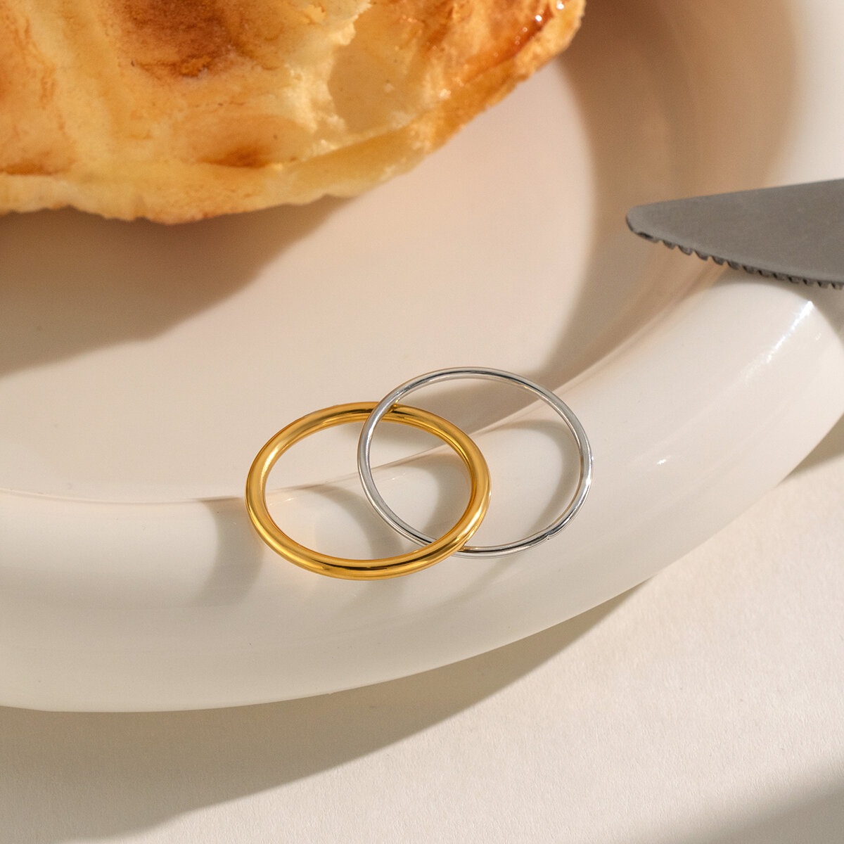 Simple Series Daily Stainless Steel Waterproof Gold Color Minimalist Rings Picture2