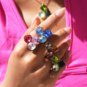 Luxury Irregular Shape Stainless Steel Waterproof Gold Color Crystal Gemstone Ring h5 Picture4