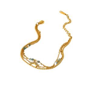 Ethnic Series Bohemian Moon Stainless Steel Waterproof Gold Color Zircon Women's Hand Chain h5 Picture4