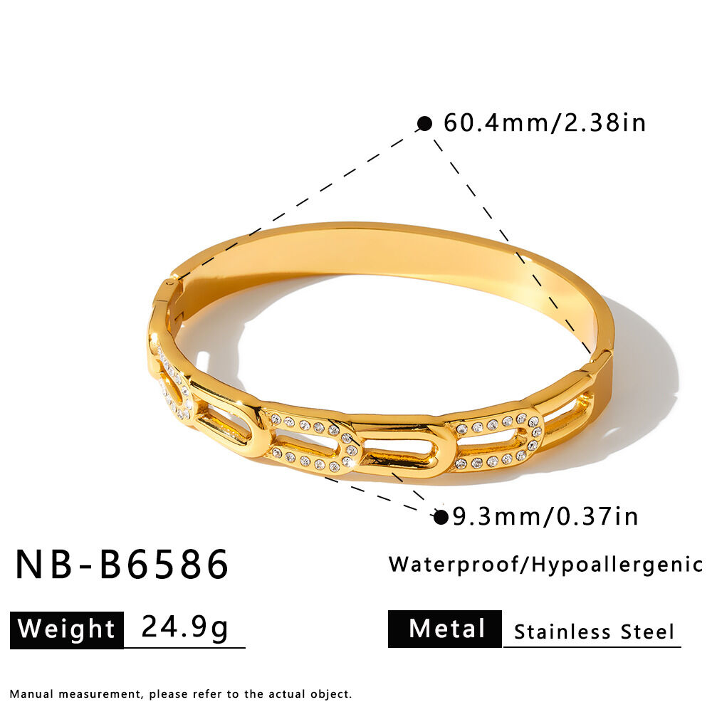 Luxe serie elegante, onregelmatig gevormde, patchwork, roestvrijstalen, waterdichte, goudkleurige damesarmbanden 