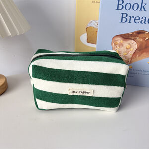 Simple Series Daily Letter Stripe Mixed Color Towel Fabric Makeup Bags h5