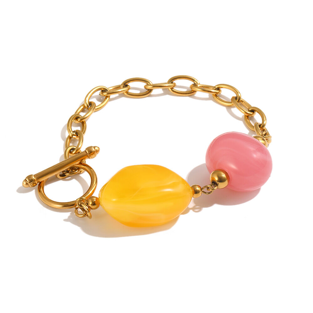Pulseras de cuentas para mujer de acero inoxidable, impermeables y de color dorado, de Casual Beads. h5Imagen3