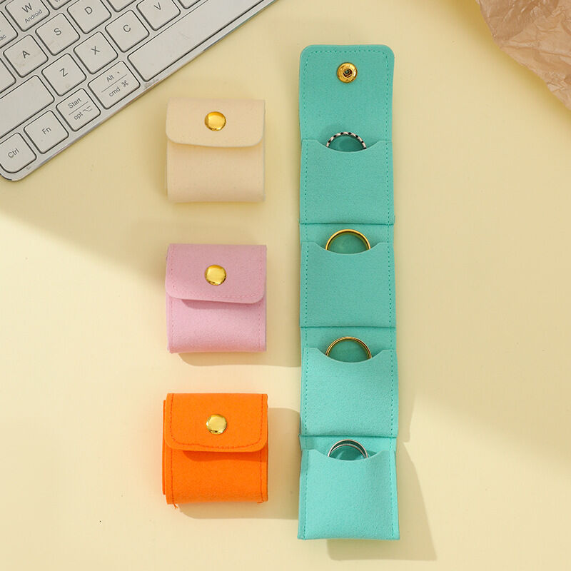 Bolsas de joyería de PU elegantes de color liso de la serie Simple h5Imagen4