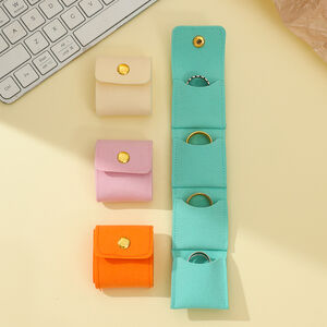 Bolsas de joyería de PU elegantes de color liso de la serie Simple h5 Imagen4