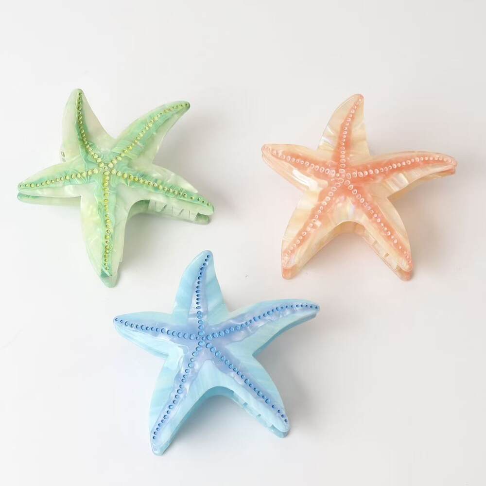 Simple Series Natuurlijke effen kleur Oceaanstijl Zeester Kleurverloop Acetaat Haarklauwen h5Afbeelding4