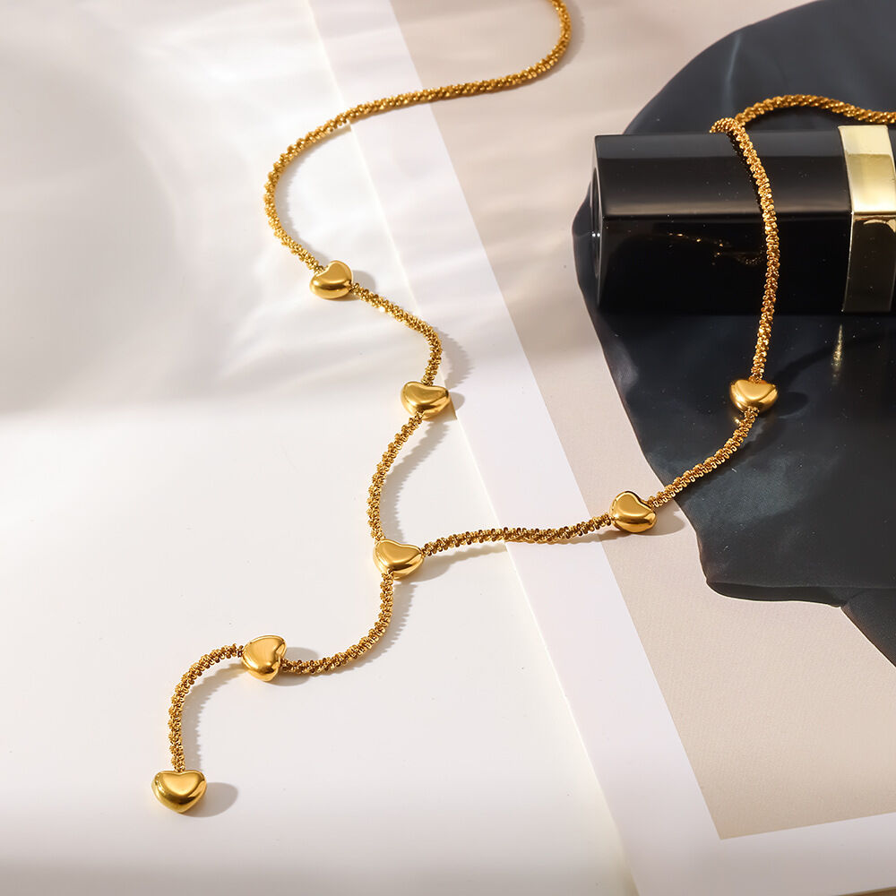 Romantic Series Heart Stainless Steel Waterproof Gold Color Women's Pendant Necklaces