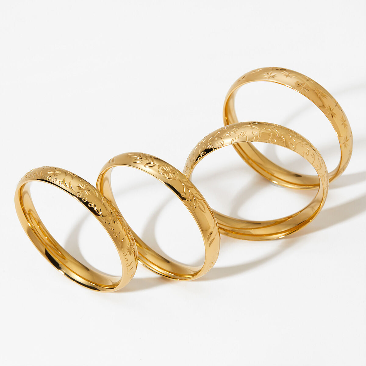 Simple Series Retro Plant Circle Stainless Steel Waterproof   Gold Color  Women's Bangles Picture4