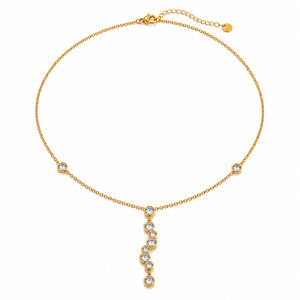 Schlichte, elegante, unregelmäßig geformte Kette aus Edelstahl, wasserdicht, goldfarben, mit Zirkonia-Fassung h5 Bild4
