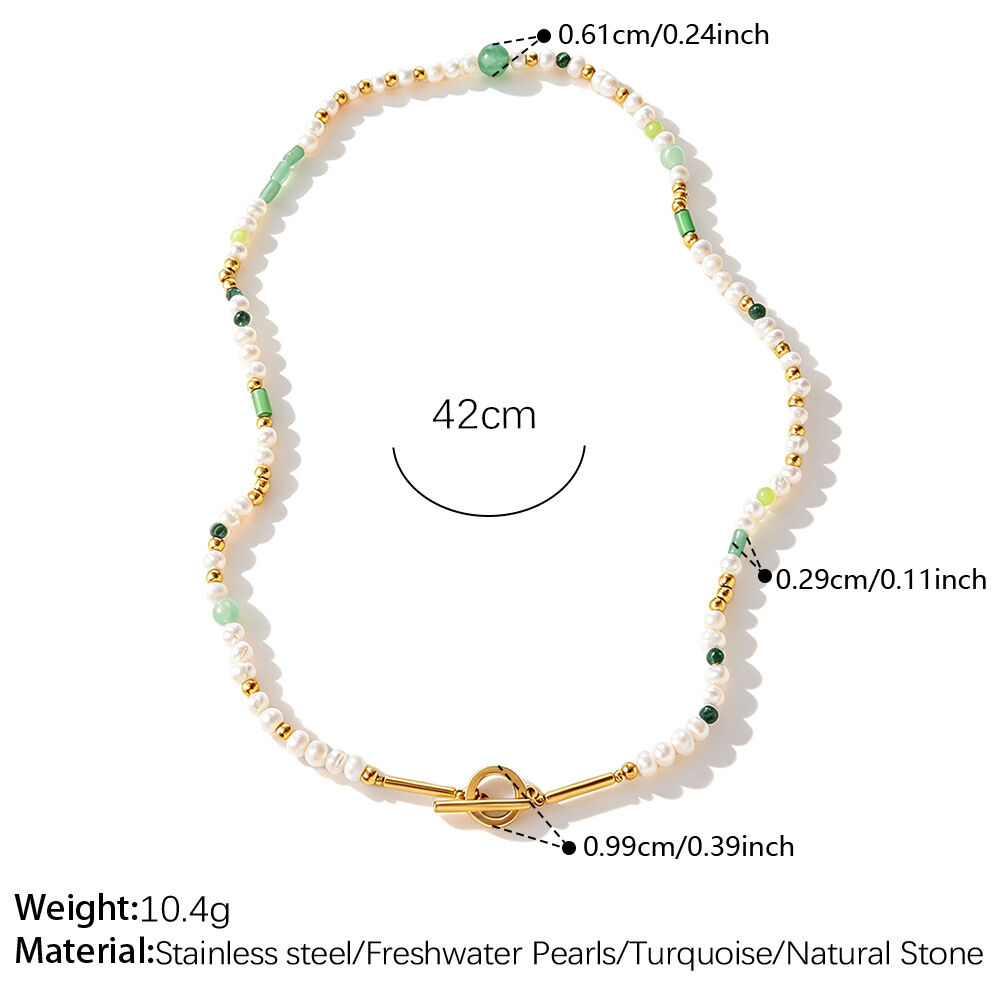 Simple Series Daily Beads Stainless Steel Waterproof   Gold Color  Women's Beaded Necklaces 