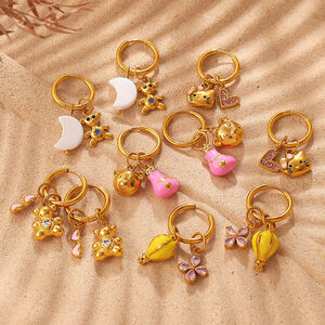 Simple Daily Flower Animal Stainless Steel Waterproof Gold Color Women's Drop Earrings h5 Picture2