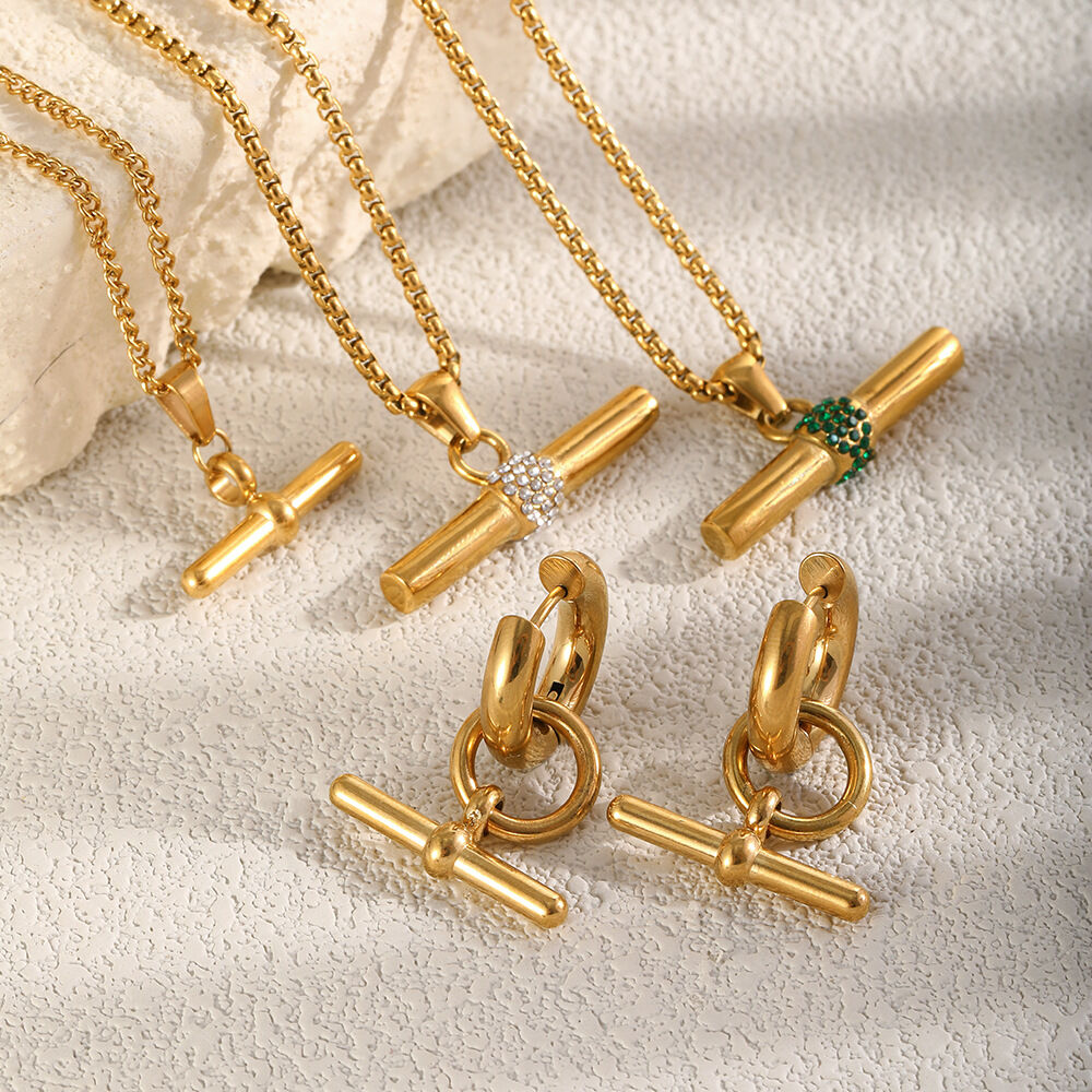Simple Series Daily Irregular Shape Stainless Steel Waterproof   Gold Color  Women's Pendant Necklaces h5 Picture2