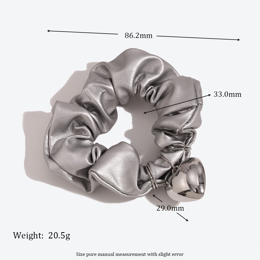 Simple Series Daily Heart Solid Color Pu Scrunchies h5 Picture4