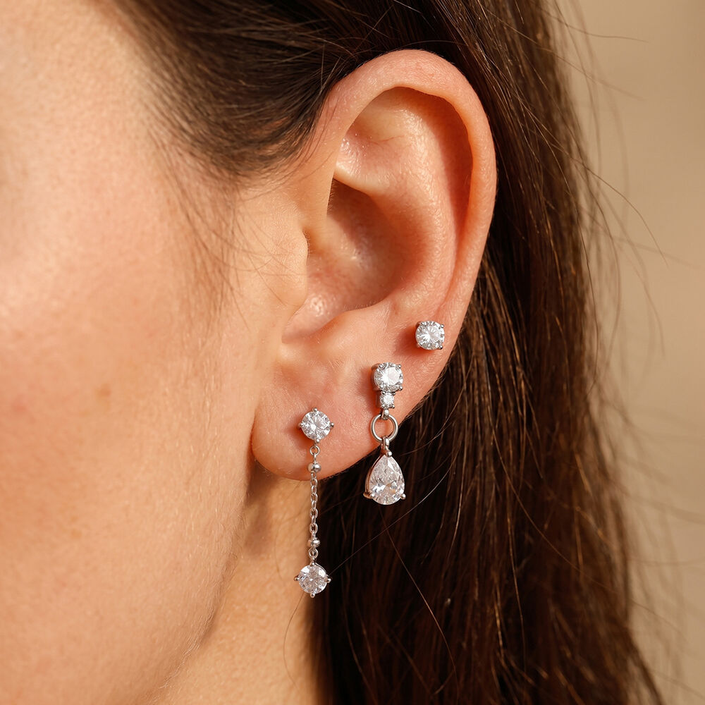 Simple Series Tassel Circle Stainless Steel Waterproof Gold Color Zircon Women's Earring Sets Picture4