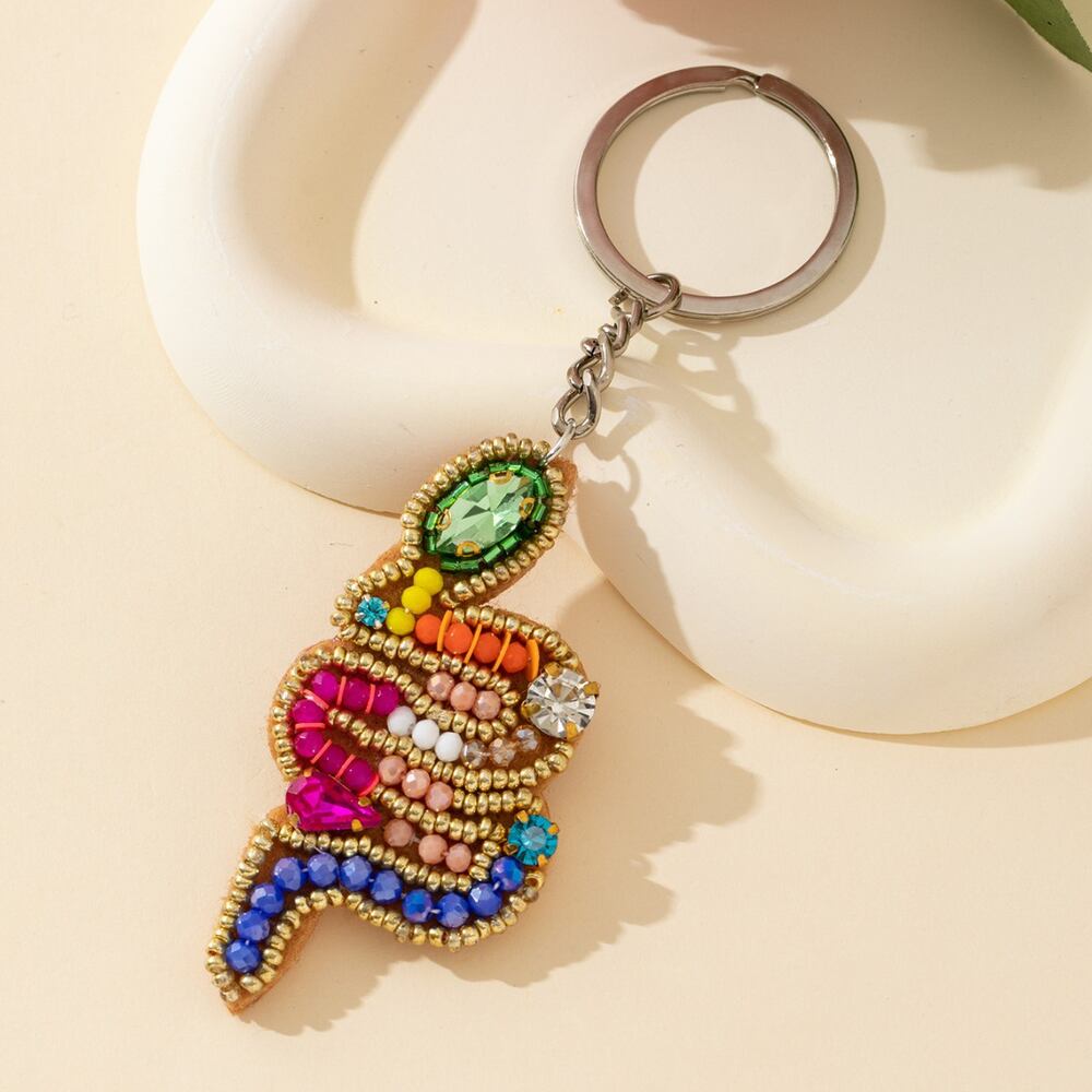 Ethnic Series Bohemian Beads Mixed Color Alloy Rhinestone Keychain h5Picture2