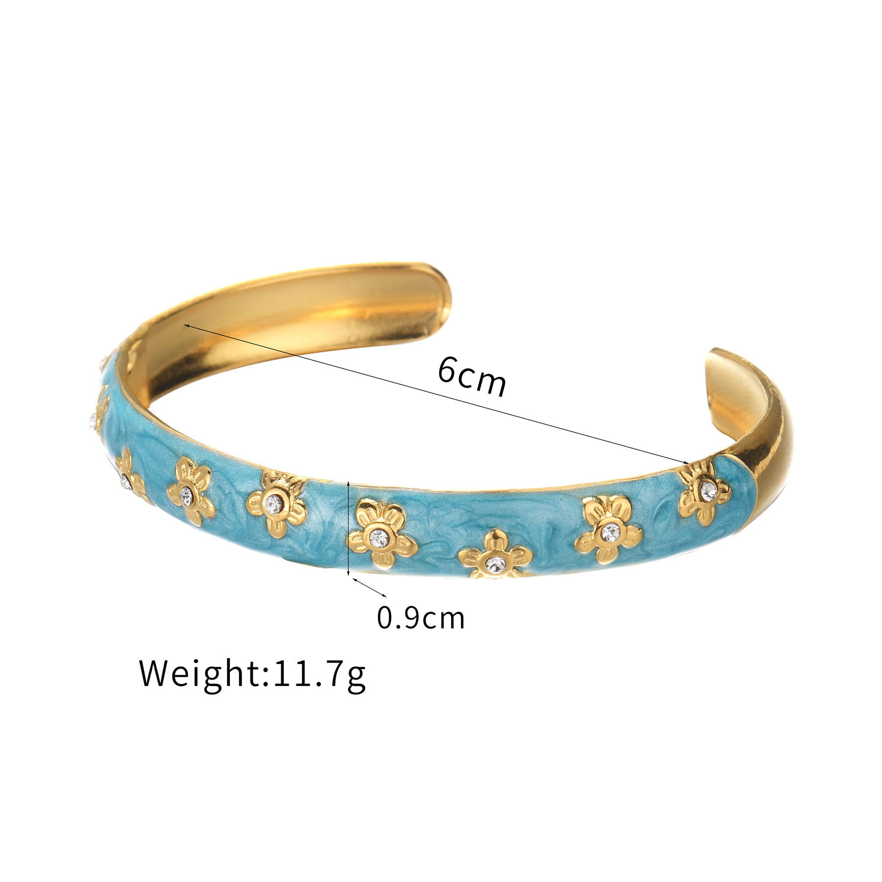 Classic Series Retro Enamel Flower Stainless Steel Waterproof Women's Cuff Bracelets 