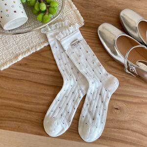 Slight Bounce Elegant Polka Dots Mid-Calf Socks h5