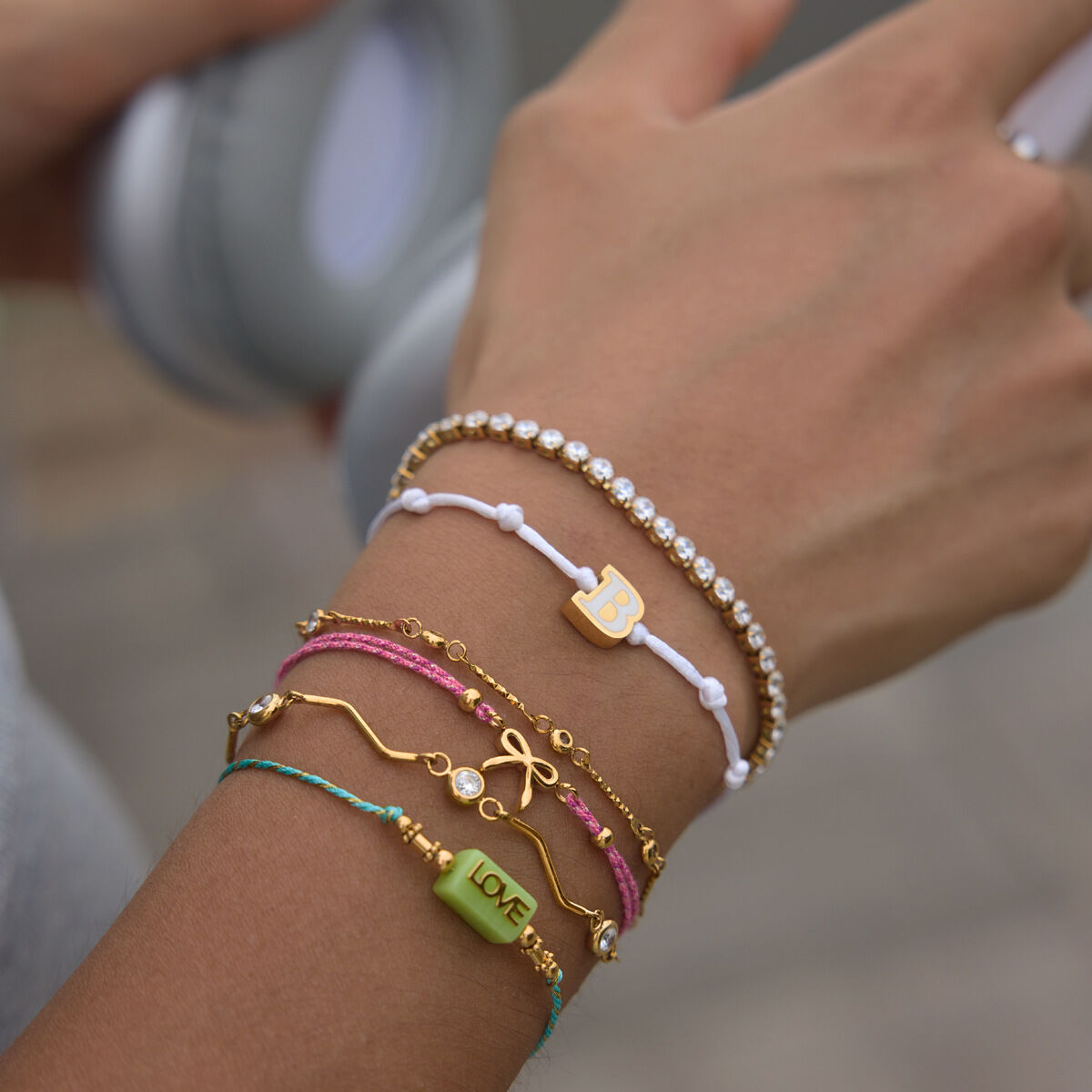 Romantic Series Cute Letter Woven Stainless Steel Waterproof   Gold Color  Women's Braided Bracelets