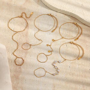 Luxurious Series Simple Droplet Chain Stainless Steel Waterproof Gold Color Zircon Women's Hand Chain h5 Picture3
