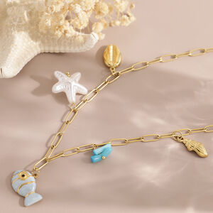 Vacation Oceanic Style Enamel Fish Stainless Steel Waterproof Gold Color Women's Pendant Necklaces h5 Picture2