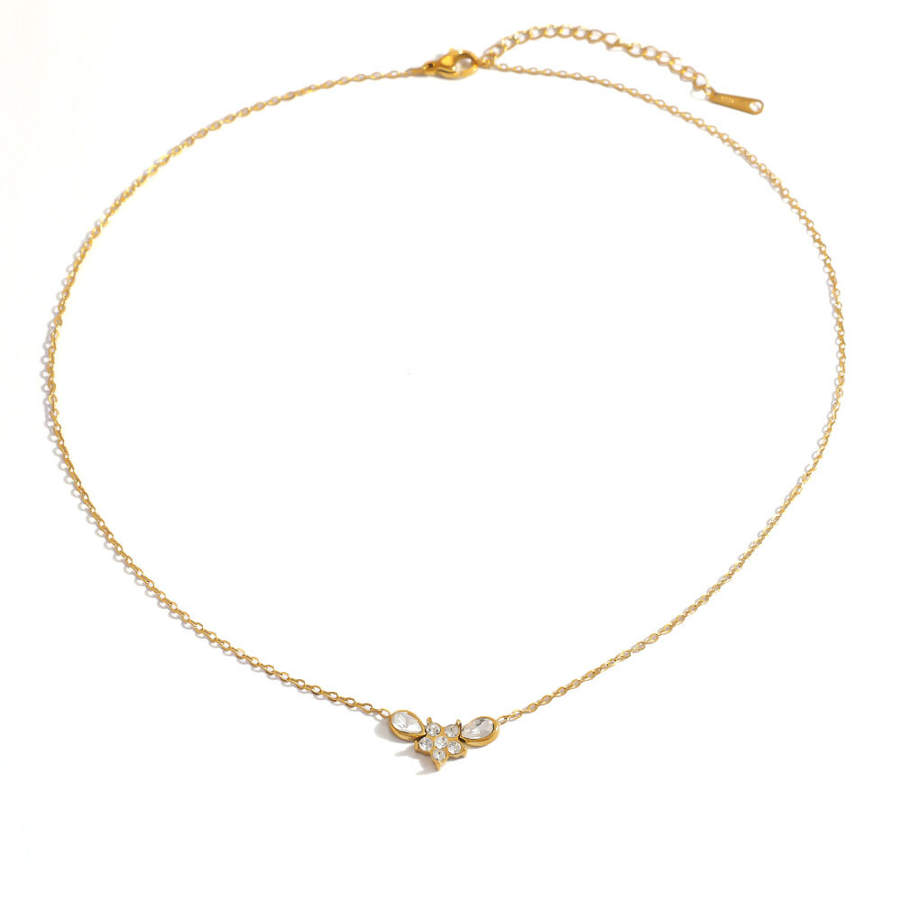 Eenvoudige, dagelijkse, onregelmatig gevormde ketting van roestvrij staal, waterdicht, goudkleurig, damesketting h5 Afbeelding4